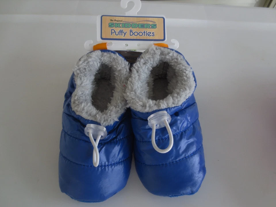 Niño pequeño *18 o 24* meses SKIDDERS botines hinchados pantuflas agarre azul gris Foto 3 de 4