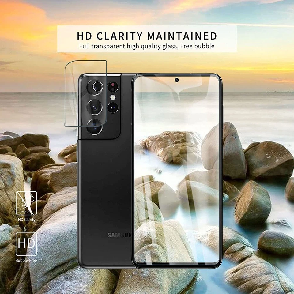 Paquete de 2 protectores de pantalla de vidrio templado curvo aplicables para Samsung Galaxy S21 Foto 4 de 4