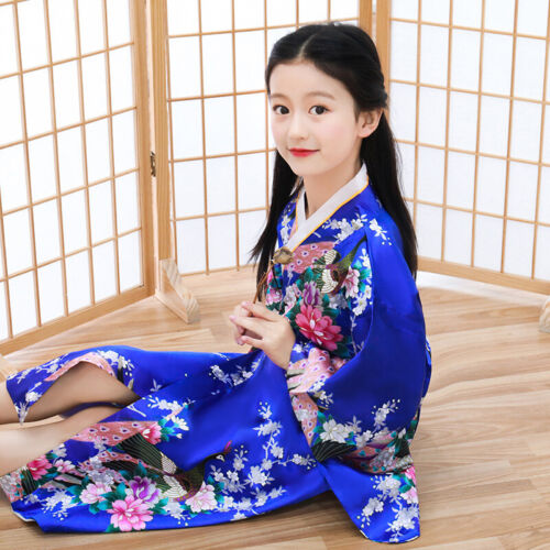 Japanese Girls Kimono Robe Chinese Silk Satin Bathrobe Sleep Robes Plus Size - Picture 4 of 10