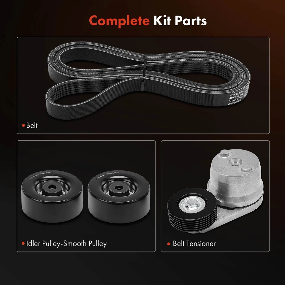 4x Serpentine Belt Drive Component Kit for Chevy Silverado 3500 GMC Sierra 3500 - Image 3 of 4