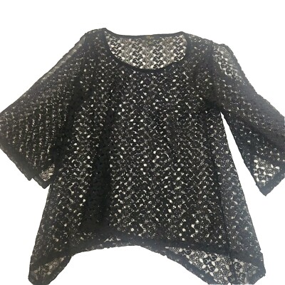 cupio tunic sz small Dailey black lace top mesh blouse bell sleeve shirt beachy