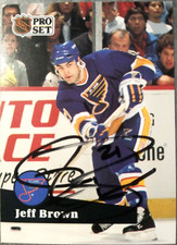 Jeff Brown St. Louis Blues 1991 Pro Set #212 NHL Autographed Hockey Card