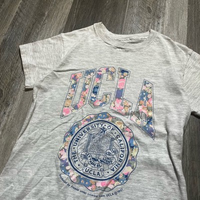 Vintage Gray UCLA Let There Be Light Floral Design College T-Shirt 