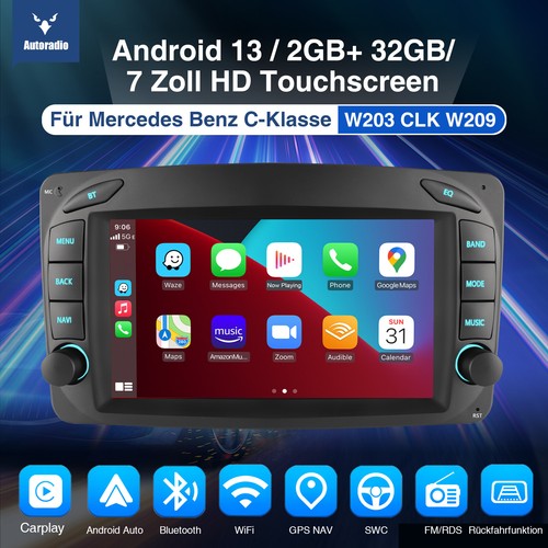 DAB+ Android 13 Autoradio Carplay GPS Für Mercedes C/CLK/G Klasse W203 W209 W639 - Bild 4 von 18