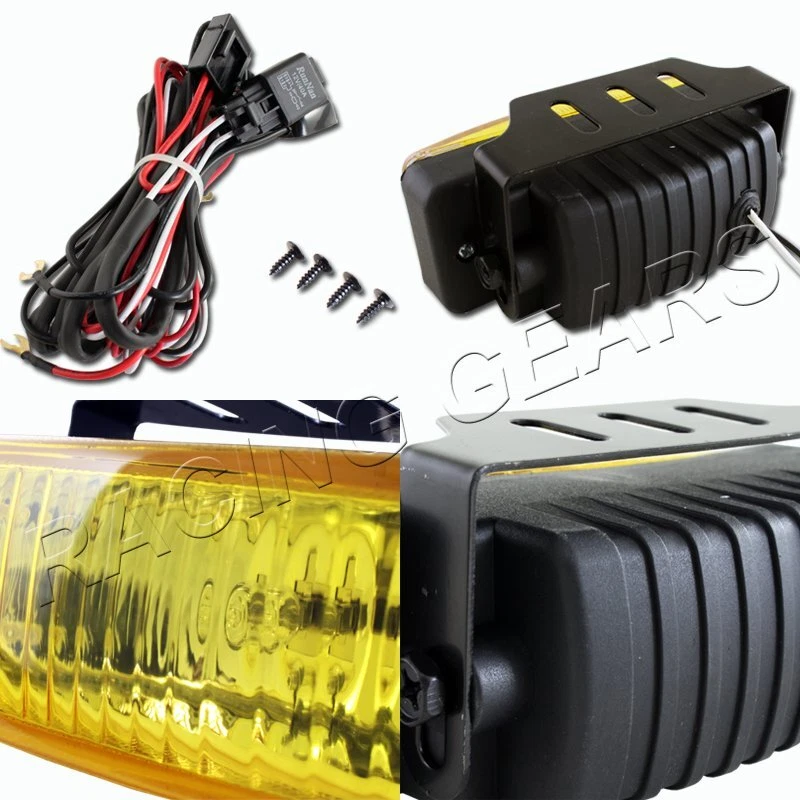 5" x 1.75" LENTE RECTANGULAR AMARILLA ANTINIEBLA CONDUCCIÓN PARACHOQUES LUCES LÁMPARA + INTERRUPTOR UNIVERSAL Foto 2 de 4