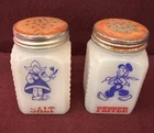 Dutch Boy and Girl Milk Glass Salt and Pepper Shakers.  Vintage