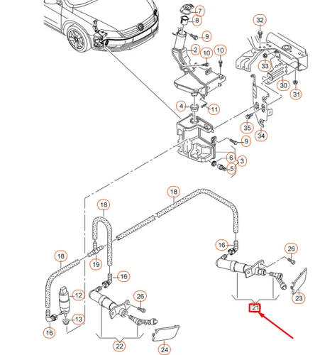 VW CC LINKS SCHEINWERFERWASCHER-HUBZYLINDER MIT SPRÜHDÜSE 3C8955103B - Bild 6 von 8