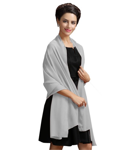 Plain Chiffon Neck Scarf Lightweight Sheer Wrap Shawl Wedding Party - Picture 3 of 13