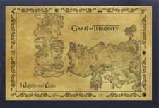 GAME OF THRONES ANTIQUE MAP 13x19 FRAMED GELCOAT POSTER JON SNOW HBO TV TYRION!!
