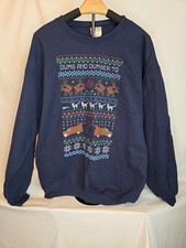 Dumb and Dumber to Blue Ugly Christmas Sweater Movie Promo Sweatshirt Large