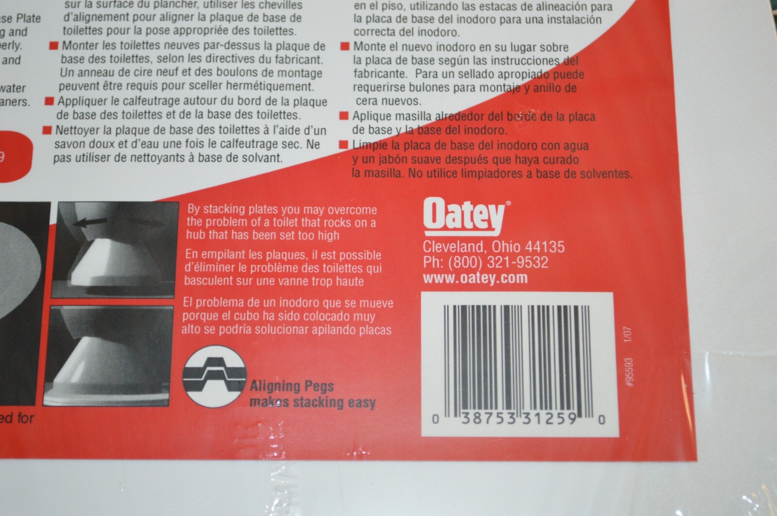 Oatey 31259 Toilet Base Plate, Round, WHITE, QTY 1 eBay