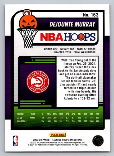 Aros embrujados de la NBA 2024 # 163 - Dejounte Murray - Atlanta Hawks - Imagen 2 de 2