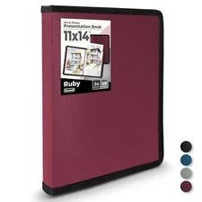 Dunwell 11x14 Art Portfolio Binder - (Ruby) Large Portfolio Folder for Artwor...