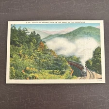 RAILROAD image Postcard Southern Railway Train in the Heart of the Mountains