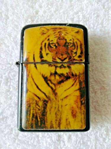 Tiger Face Lighter Non Labeled Black Enamel ROUGH C Pics