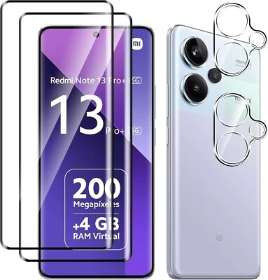 2X Schutzglas für Xiaomi Redmi Note 13 Pro + 5G Display + 2x Kamera Panzerfolie