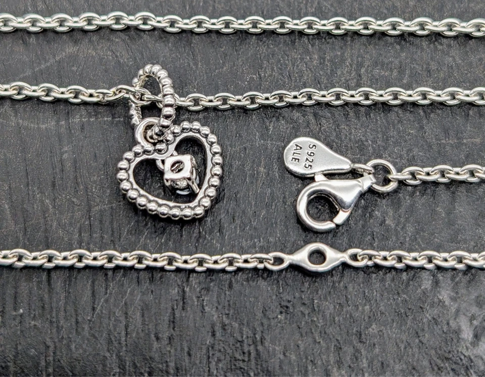 Pandora Herz Anhänger mit kette 60cm 925 ALE Sterling Silber 8,30Gramm - Bild 2 von 4