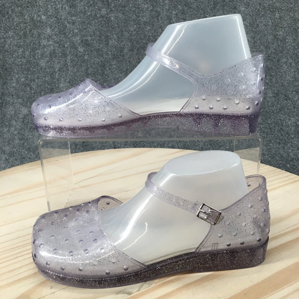 Melissa 鞋 青春 4 女孩 闪耀 Perf Mary Jane 果冻平底 透明 PVC 扣 — 第 2/4 张图片