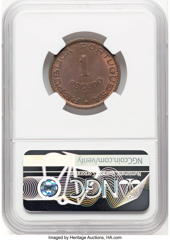 ANGOLA 1956 Escudo, NGC MS65BN, PROVA/ESSAI KM-Pr41 [Portugal/West Africa] - Image 2 of 2