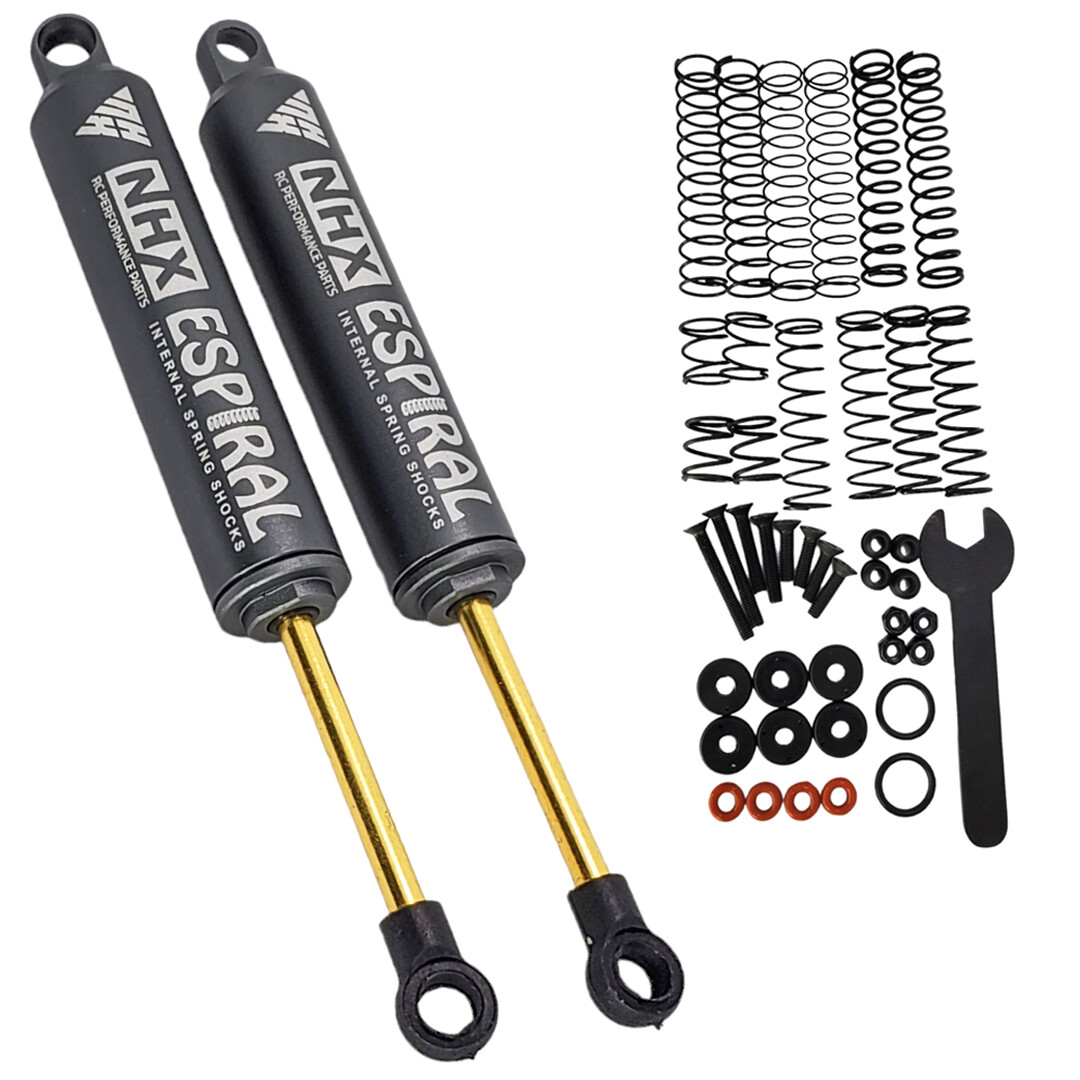 NHX RC 110mm Espiral Two Stage Internal Spring Damper Shocks 2 Gunmetal &colon;Crawler