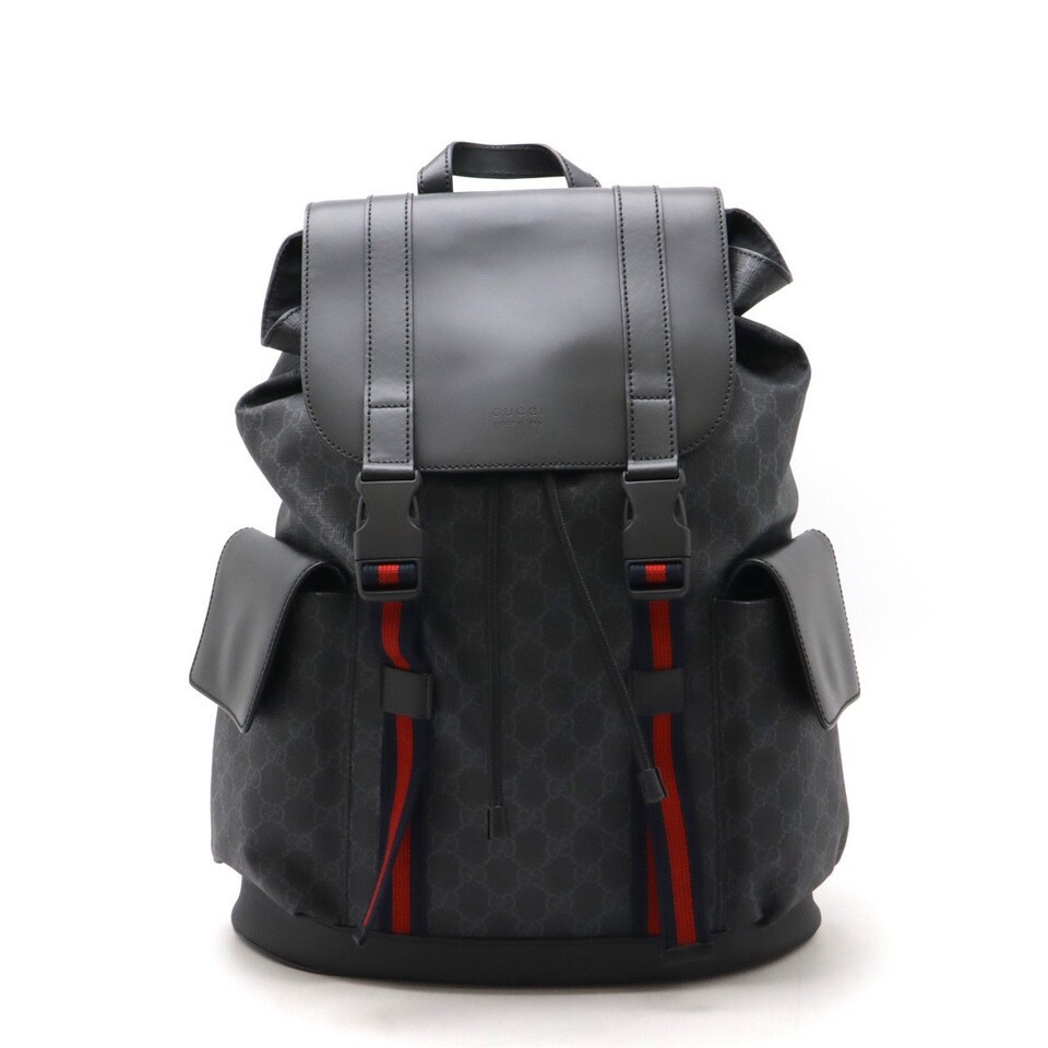 GUCCI GG Supreme Black Rucksack Backpack with Drawstring Closure