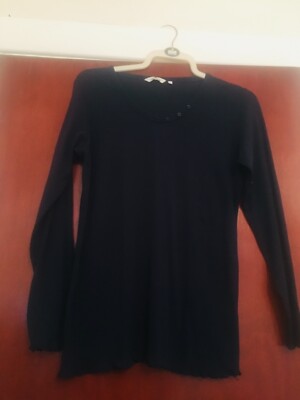Tom Taylor navy vneck long sleeved-jumper size xl scalloped cuffs and waistband 