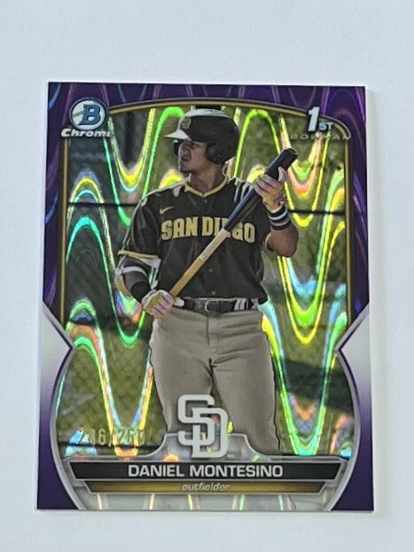 2023 1st Bowman Chrome Purple Refractor BCP114 Daniel Montesino/250 Padres