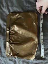 Vintage Gold Clutch With Hinged Corner Opening.