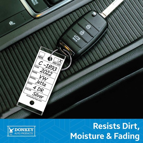 Donkey Key Tags, Laminated Self-Protecting (250 Tags Per Box with Metal Rings... - Picture 3 of 8