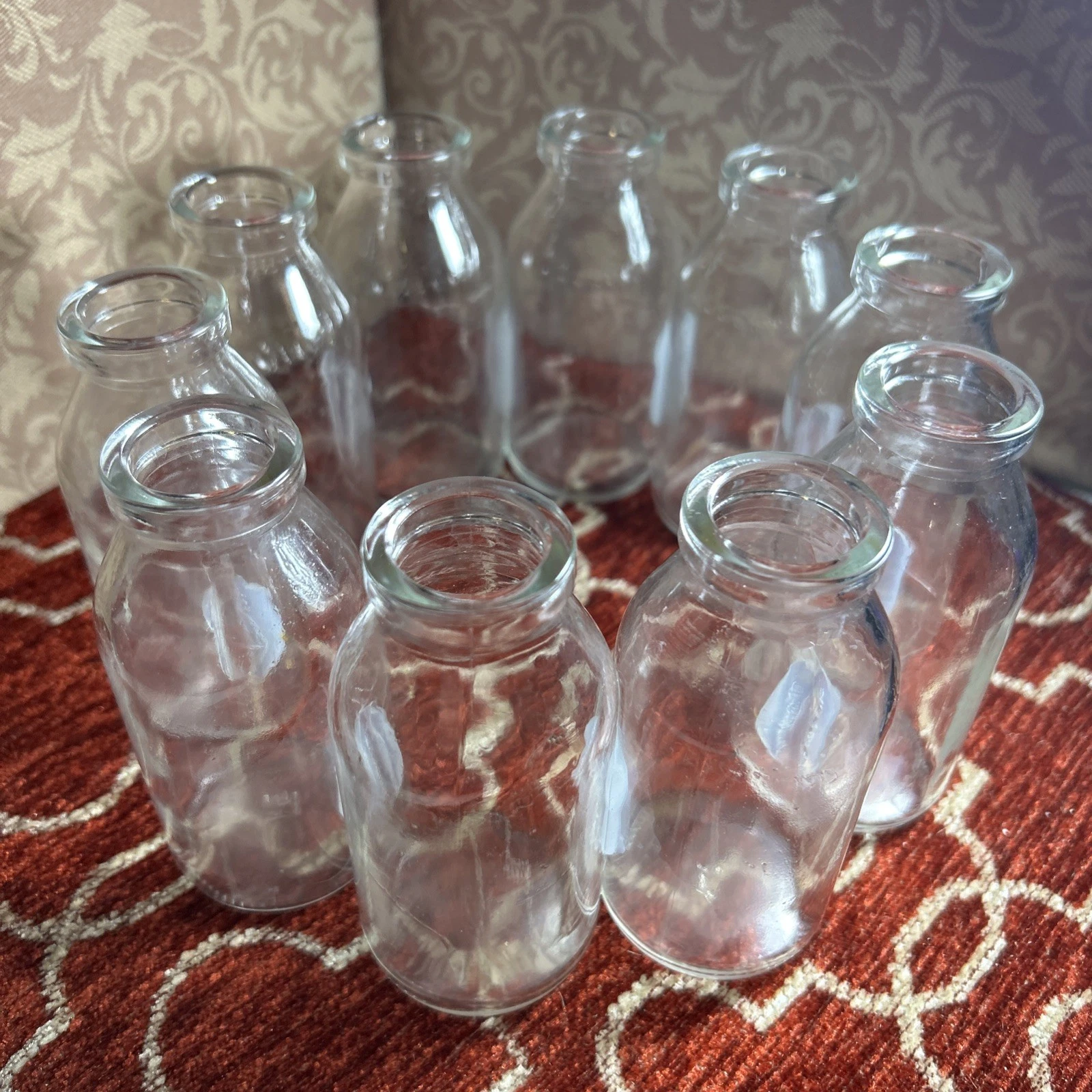 Circle Of 10 Bud Vases 10.5” X 4” Clear Glass Awesome!