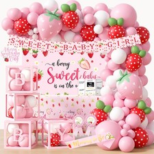 Strawberry Baby Shower Decorations, A Berry Sweet Baby Is On The Way Party Su...
