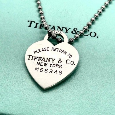Tiffany Return to Heart Necklace SV925 Large Chain Jewelry Used | eBay