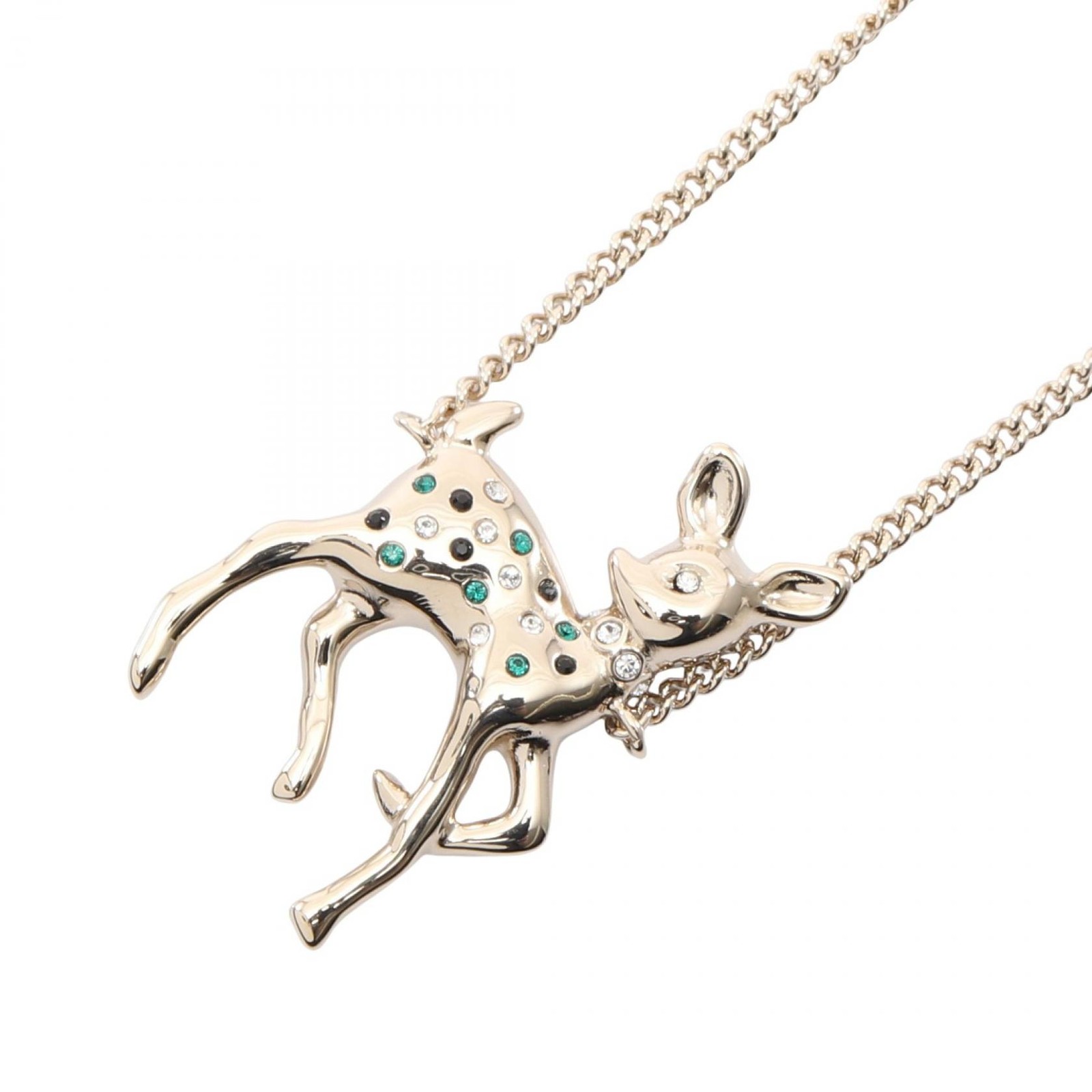 CHANEL COCO Marca Collar Chapado en Oro Perla Artificial Rhinestone Blanco Negro