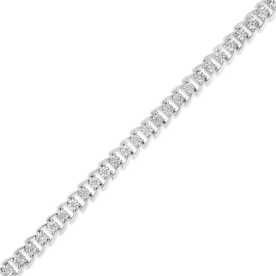 1/4 Carat Miracle Set Round Diamond Linked Line Bracelet in Sterling Silver - Image 3 of 4
