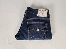 True Religion Ricky Big T Relaxed Straight Leg Denim Jeans 36X34 Men's Blue Flap