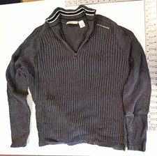 DKNY Jeans Men's Rib-Knit Mock Neck 1/4 Zip Pullover Sweater Long Sleeve Gray M