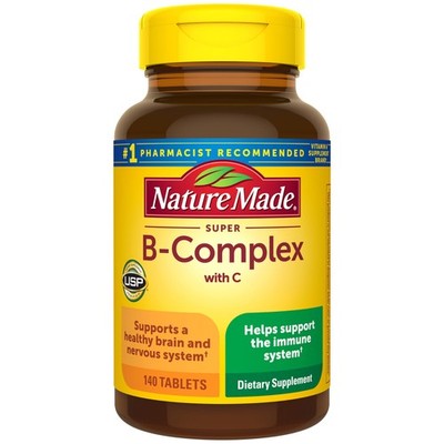 Nature Made Super B Complex with Vitamin C & 140 Count (Pack of 1), No Color