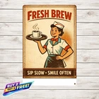 Retro Barista Vintage Coffee Shop Tin Sign Cafe Kitchen Wall Decor