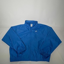 Nike Men's 90  s Vintage Windbreaker Full zip Jacket Size M-L Navy Blue Nylon Zip