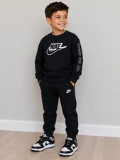 Nike Boys Jogger Sweatpants Crew Sweatshirt Outfit Set Black 6 7 NWT