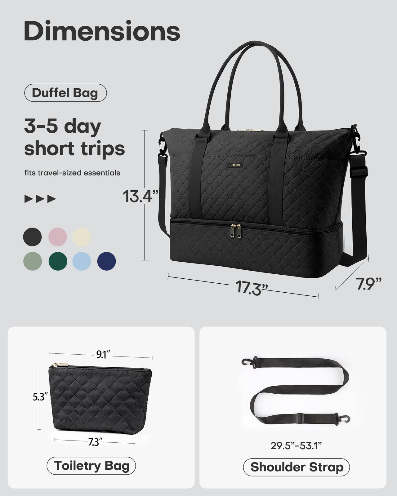 Travel Duffel Bag - Weekender Bags for Women, Carry On Overnight Bag with Sho...
