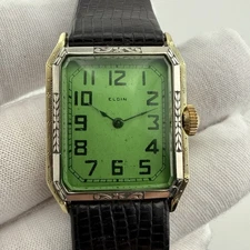 Vintage ELGIN Men's Mechanical Cal. 447 Wristwatch 14k Two Tone Gold Filled Case