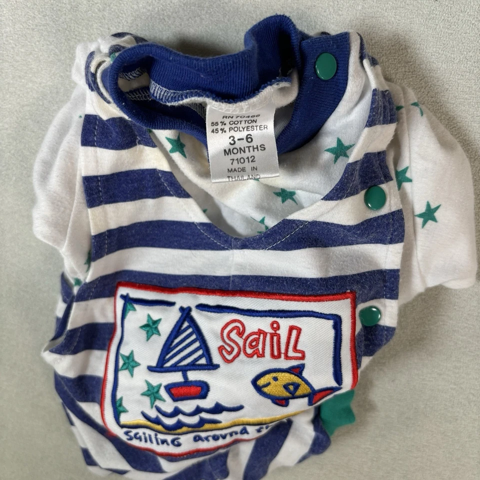 Vintage Baby Toddler Boys Clothing Lot of Overalls Size 3-9 Months Baseball - Image 4 of 4