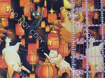 Custom 100% Cotton Woven Fabric Cats Ghibli Anime By The 1/4 Yard 9x56