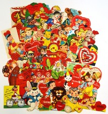 1950s Vintage Lot of 41 Valentine Childrens Classroom Die Cut Cards