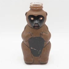 Snow Crest Beverages Glass Bear Honey Jar Piggy Coin Bank Handpaint 1950's
