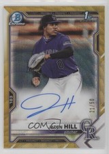 2021 Bowman Draft Chrome Pick Gold Wave Refractor 21/50 Jaden Hill Auto w5p