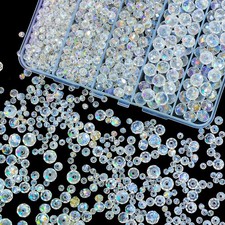 Crystal Glass Beads 800pcs 4mm 6mm 8mm 10mm White AB Round For Jewelry Making
