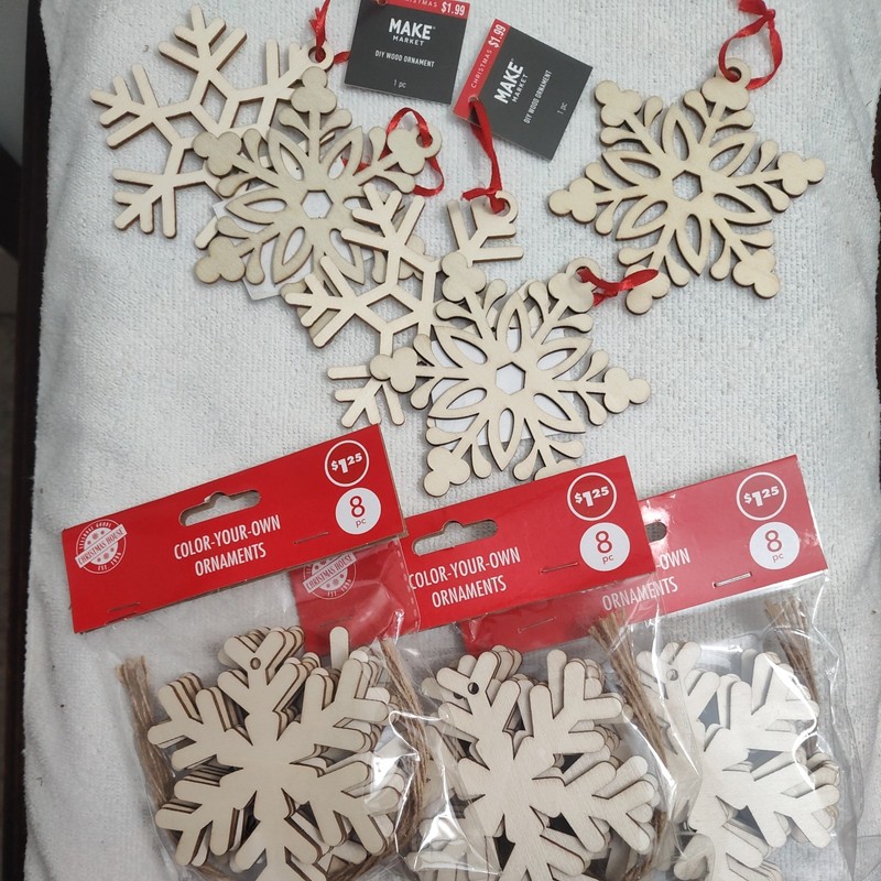 29 Wood Snowflakes Wooden Cutout Christmas Ornaments 3 8pc packs & 5 individual 