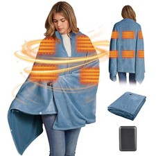 16000mAh Heated Blanket Battery Operated Soft Cordless Heated Blanket Shawl P...